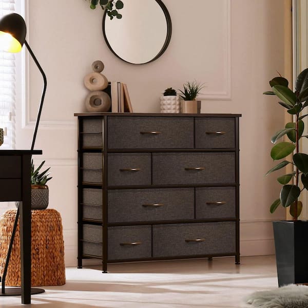 TOSWIN Space-Saving Brown Wooden 7-Drawer Dresser for Bedroom and