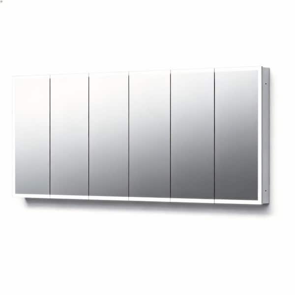 96 in. W x 40 in. H Rectangular Aluminum Alloy and Glass Surface Mount LED Lighted Medicine Cabinet with Mirror