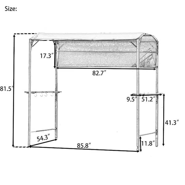 7 ft. x 4.5 ft. Gray Outdoor Patio Grill Gazebo BBQ Gazebo Canopy