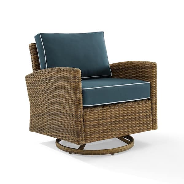 CROSLEY FURNITURE Bradenton Weathered Brown Wicker Outdoor Rocking ...