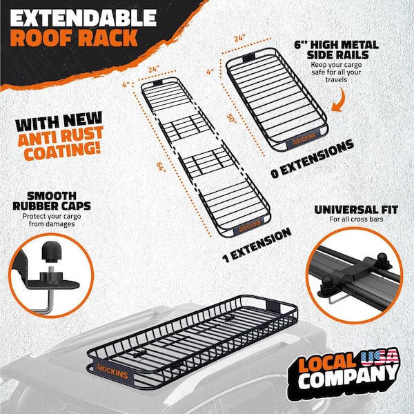 85 in. x 24 in. x 4 in. Narrow Roof Rack Basket with 20 Cu. Ft. Rooftop Bag (85 in. x 24 in. x 17 in.) and Accessories
