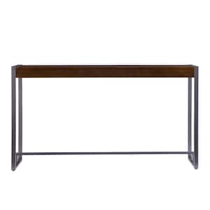Holly and Martin Macen 54 in. Dark Tobacco Brown Standard Rectangle Wood Console Table with Lightweight Metal Tube Frame