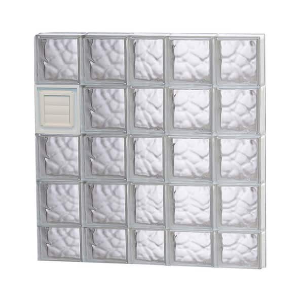 Clearly Secure 36.75 in. x 36.75 in. x 3.125 in. Frameless Wave Pattern Glass Block Window with Dryer Vent