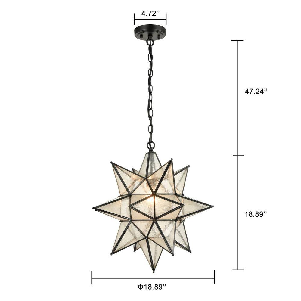 Geometric Black Seeded Glass Moravian Star Pendant Light