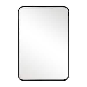 Black 26 in. W x 38 in. H Rounded Rectangle Aluminum Alloy Painted Wall Mirror