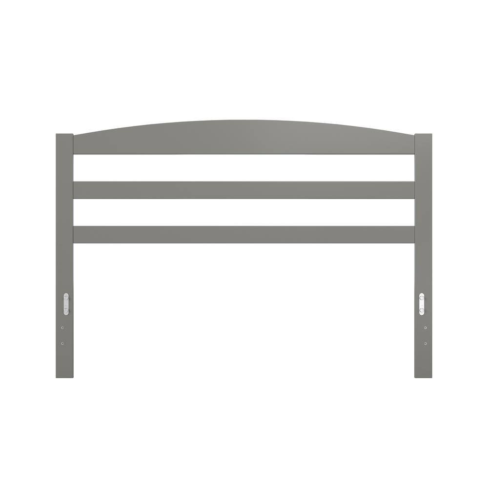 Gray Queen Size Solid Wood Slatted Headboard with Charging Station