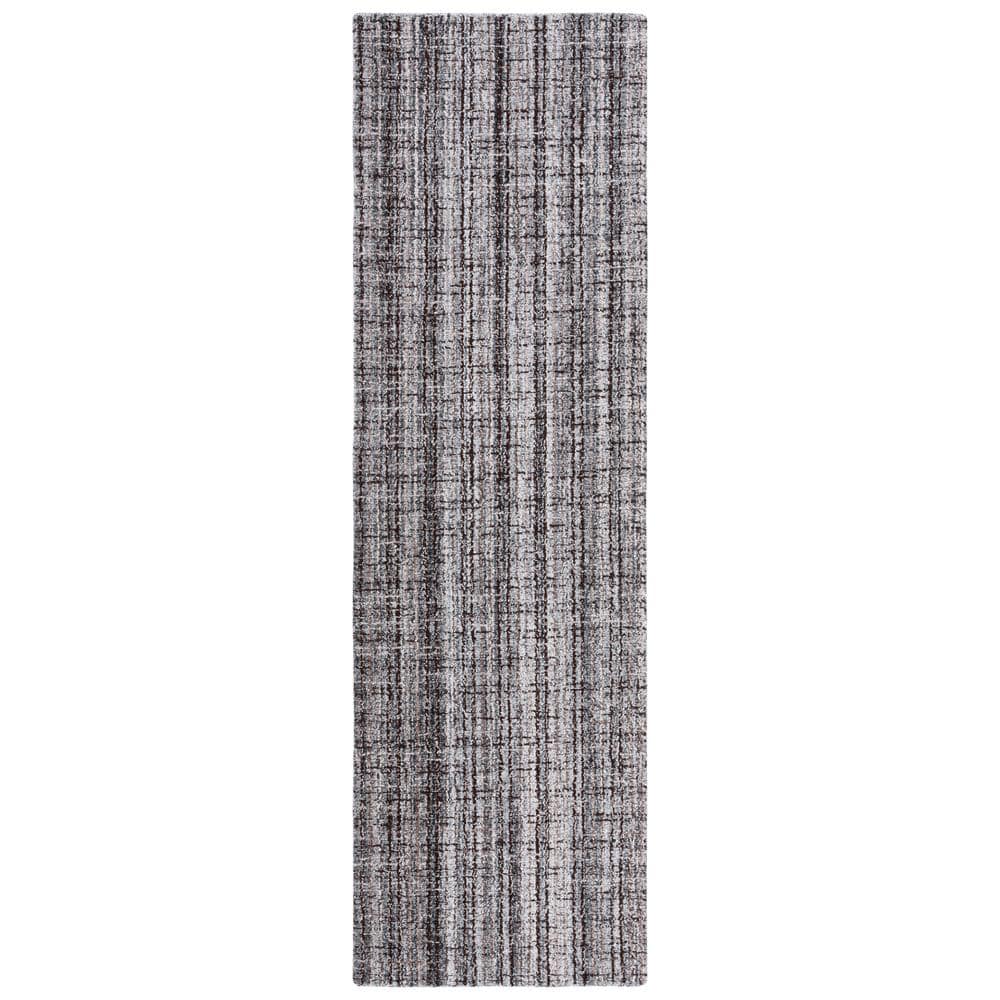 SAFAVIEH Abstract Gray/Brown 2 ft. x 8 ft. Modern Plaid Runner Rug
