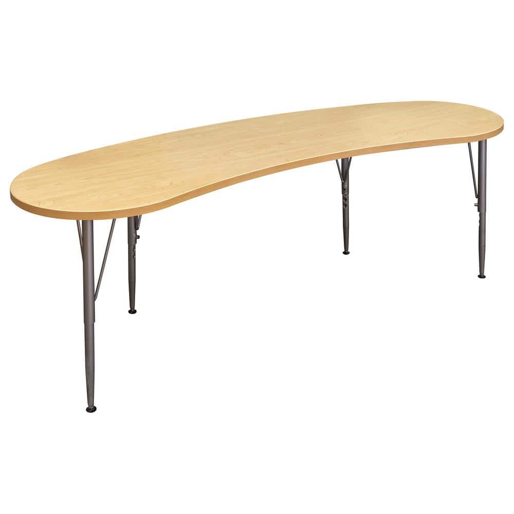 Maple 72 in. Curved Kids Table, Adjustable Height 14 in. to 23 in. Ready-To