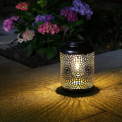 Sunjoy Classic 28 in. Black Outdoor Battery Powered Lantern D201007408 -  The Home Depot