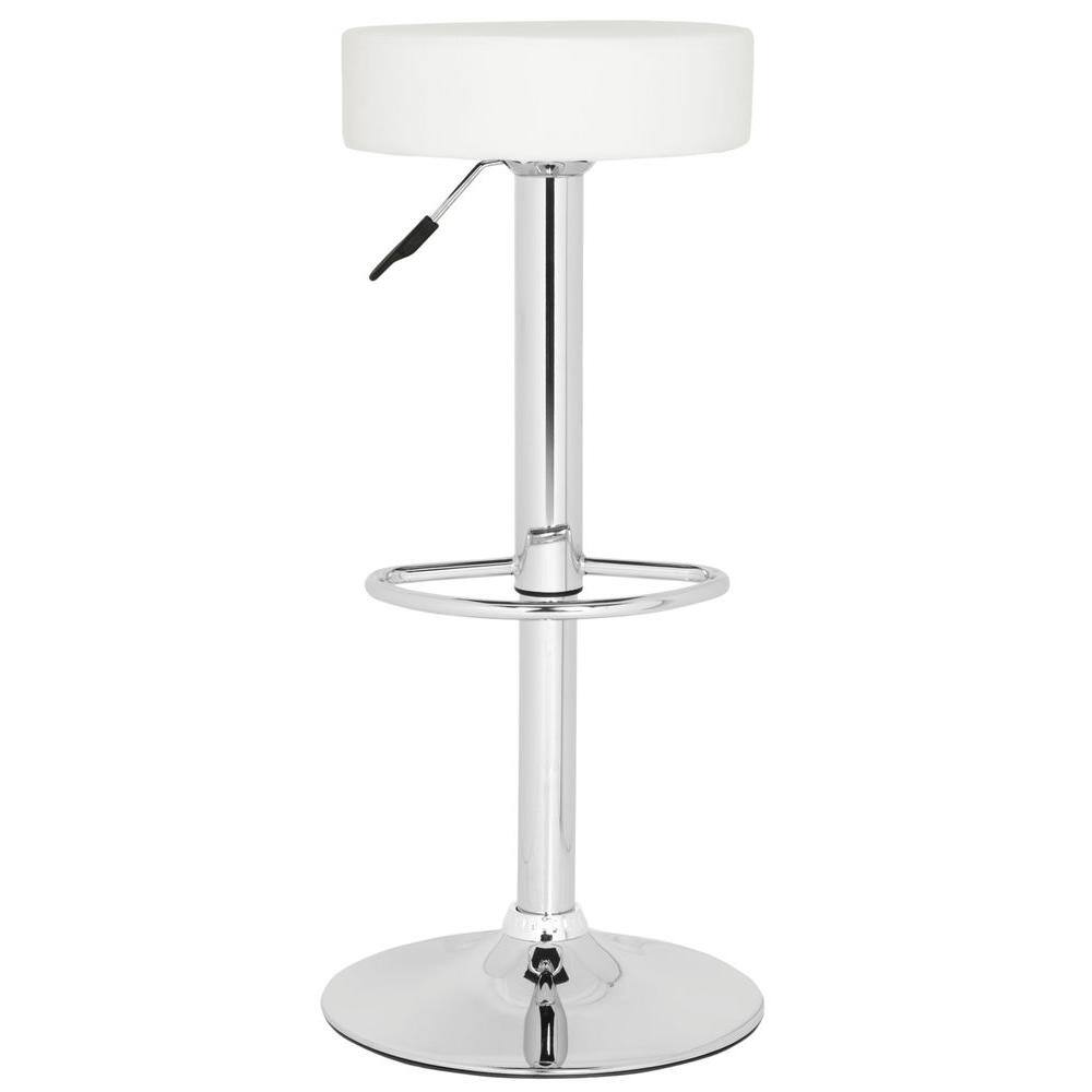 White Adjustable Swivel Backless Metal Bar Stool