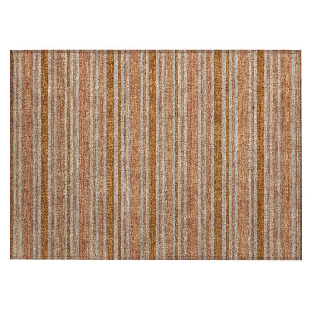 Beige and Orange 2 ft. x 3 ft. Woven Striped Polyester Rectangle Indoor/Outdoor Area Rug price history on PriceWatchPro
