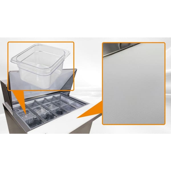 36 in. 9.68 cu. ft. Commercial NSF Top 2-Door mega top Sandwich Prep Table in Stainless Steel