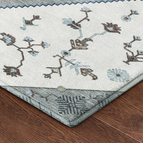 Mayfield Premium Machine Washable Abstract AMF2472 Ivory 5 ft. x 7 ft. 6 in. Area Rug