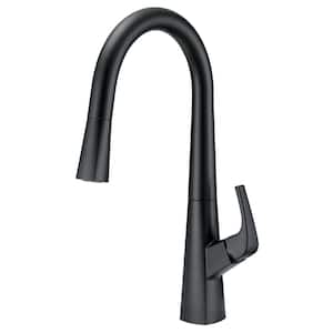 Vaughn 1-Handle Pull-Down with 1.75 GPM Deck Mount Kitchen Faucet in Satin Black