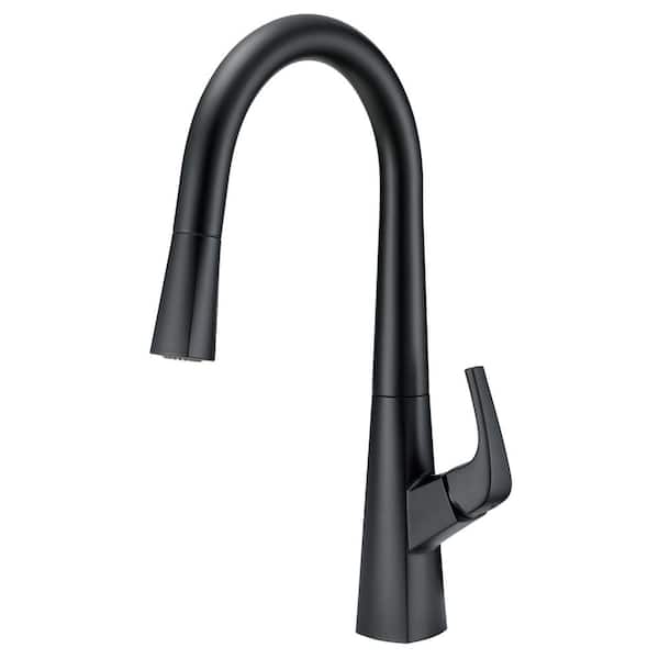 Gerber Vaughn 1-Handle Pull-Down with 1.75 GPM Deck Mount Kitchen Faucet in Satin Black