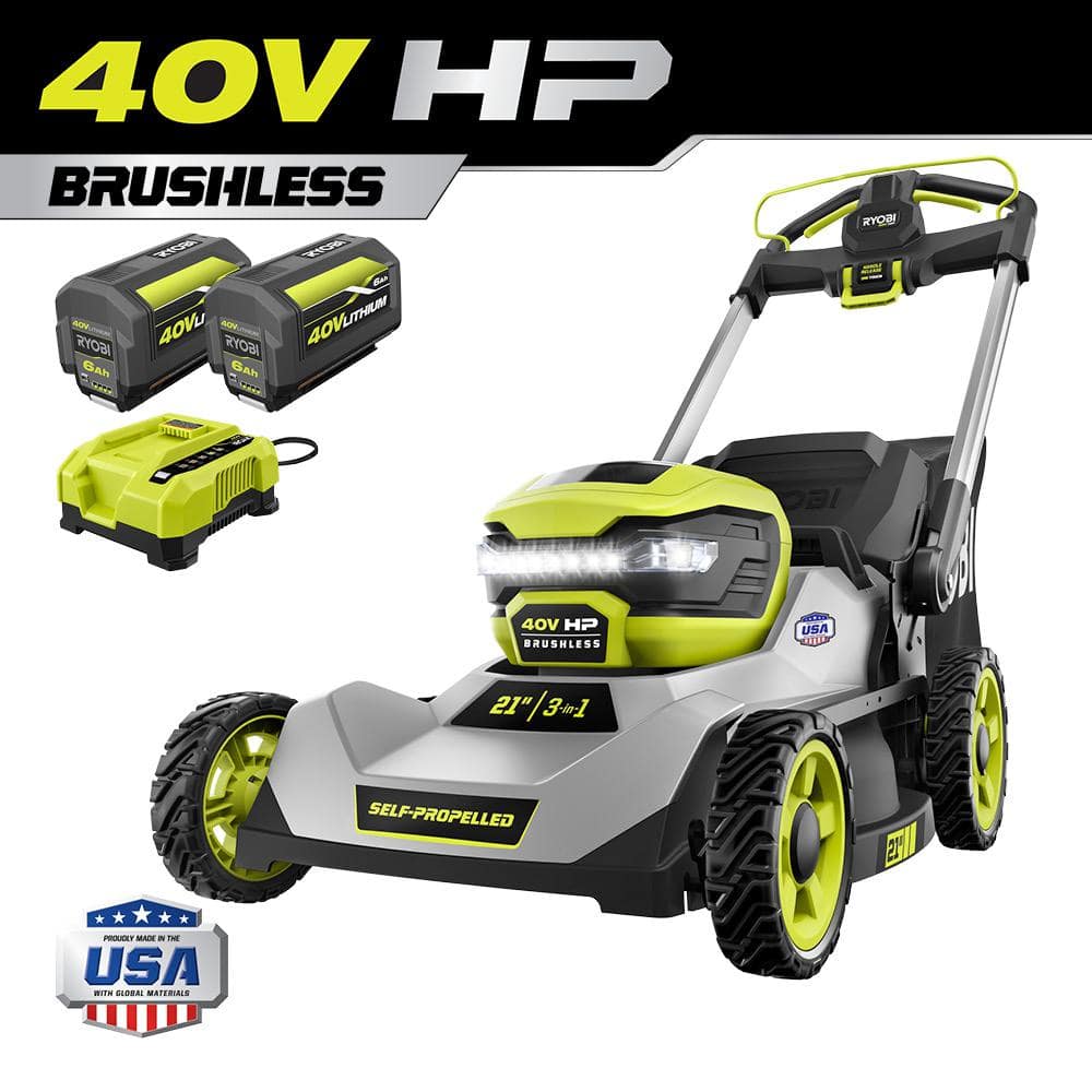 Image of Ryobi 40V Brushless 21 in. Cordless Zero-Turn Lawn Mower with 2 Batteries and Charger