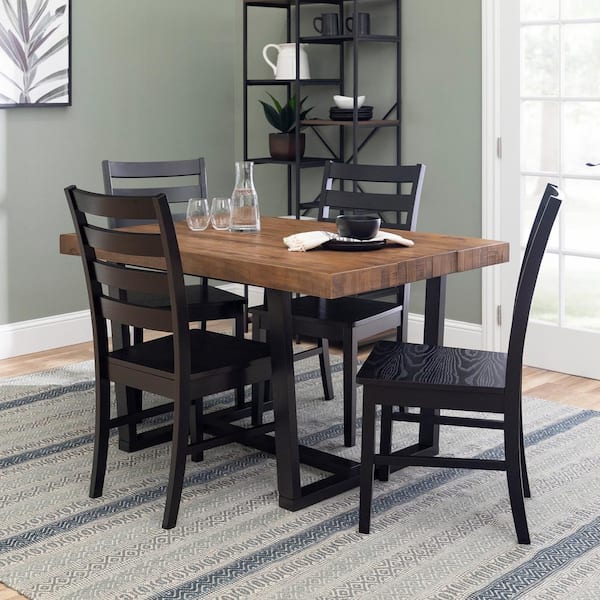 Black distressed best sale dining table set