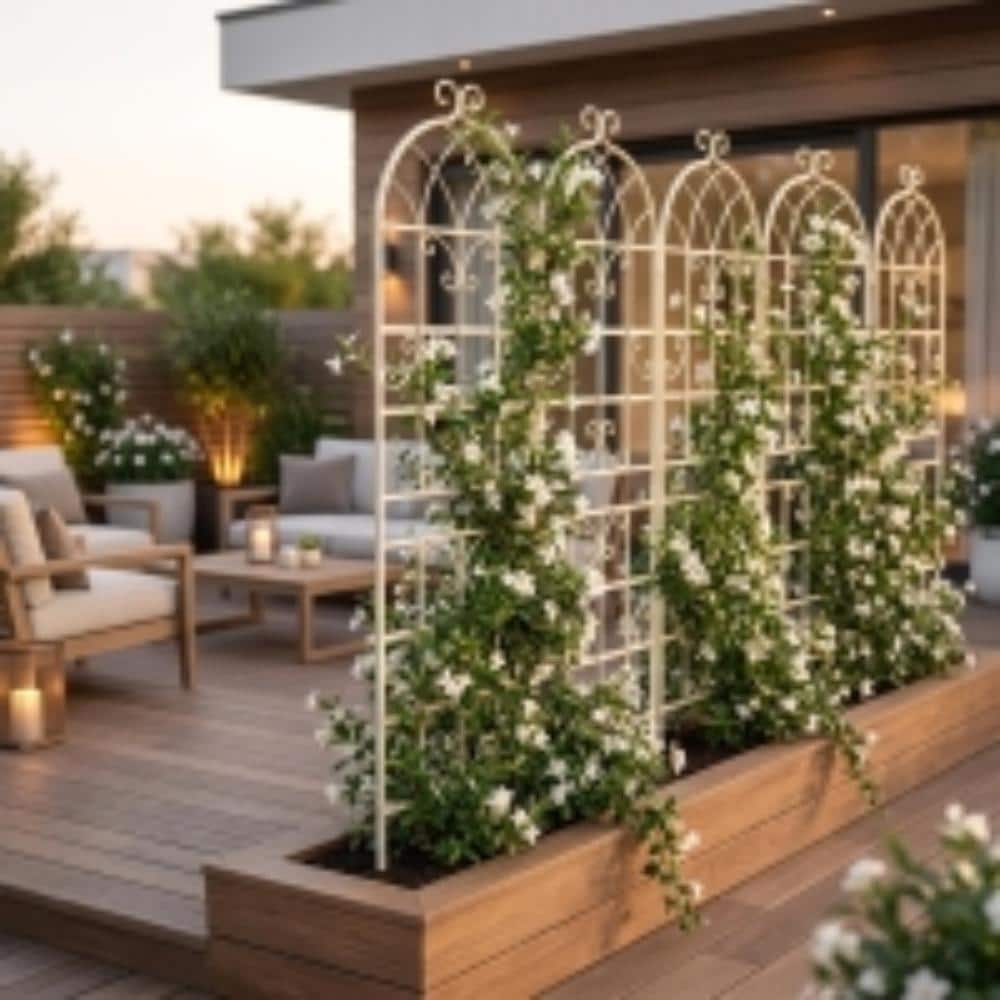 Cream White 2-Pack Metal Garden Trellis 71 in. H x 19.7 in. W for Climbing Plants price history on PriceWatchPro