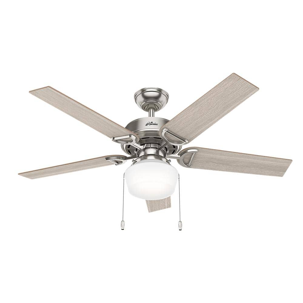 Hunter Viola 52 In Led Indoor Brushed Nickel Ceiling Fan With Light Kit 53419 The Home Depot