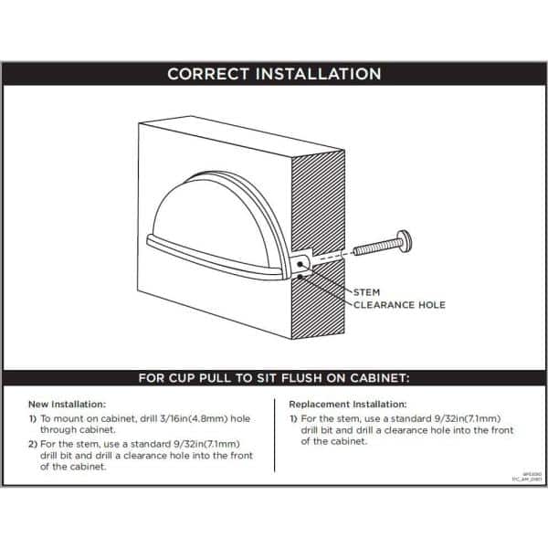 Matte Black Steel Cup Pull with Mounting Hardware