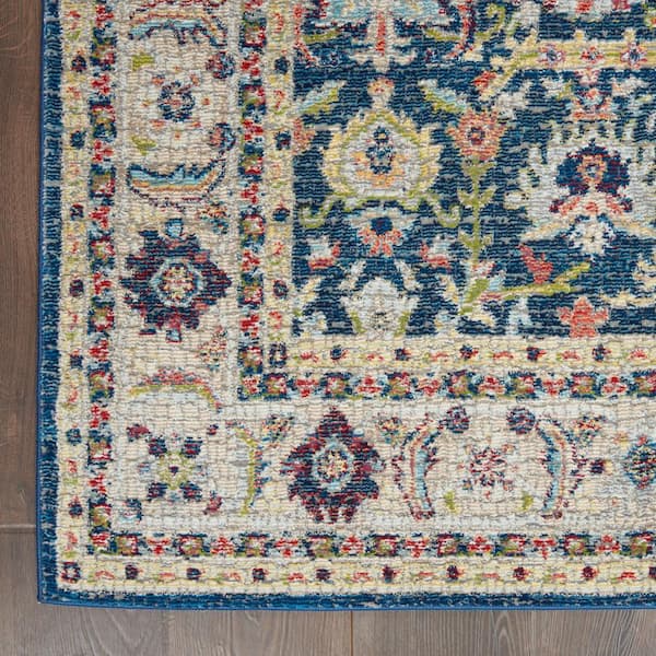 Nourison Global Vintage Traditional Persian Navy Multicolor 4' x 6' Area Rug, 4' x 6' 