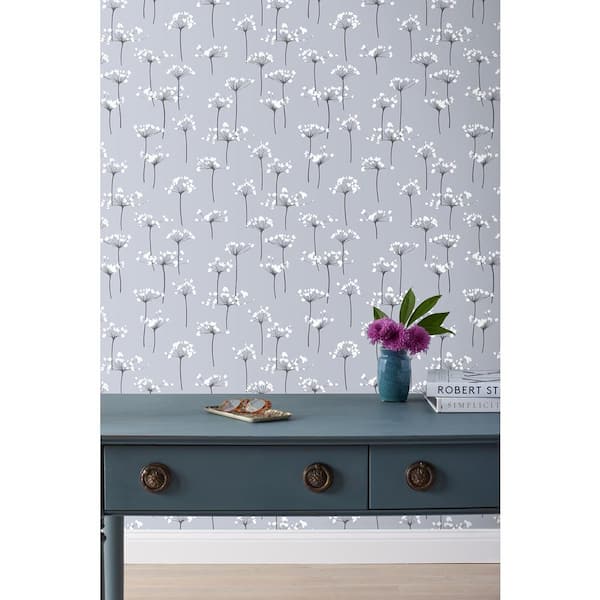 Dandelion Silver Non-Pasted Wallpaper Roll (Covers Approx. 52 sq. ft.)