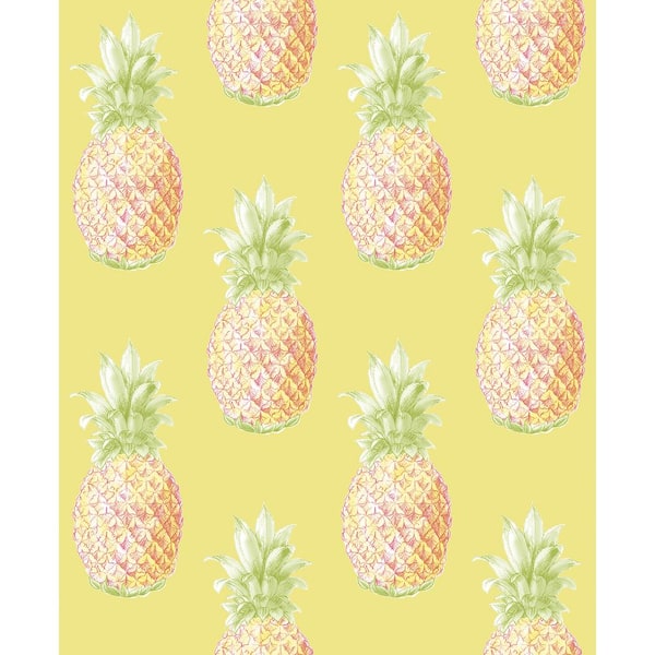 A-Street Prints Copacabana Yellow Pineapple Yellow Paper Strippable Roll (Covers 56.4 sq. ft.)