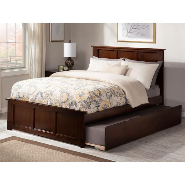 AFI Madison Walnut Full Platform Bed with Matching Foot Board and Twin Size Urban Trundle Bed