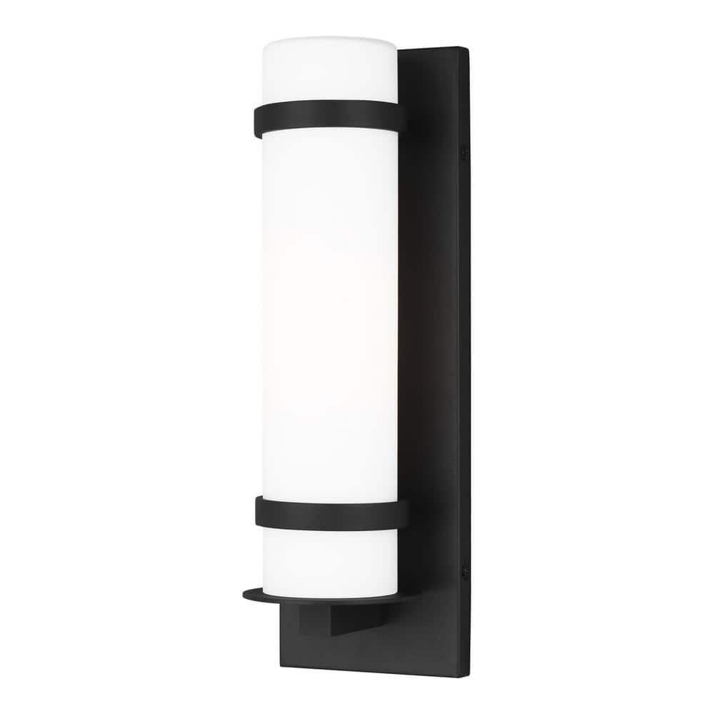 Alban 1-Light Black Outdoor Small Wall Lantern Sconce with Etched Opal Glass Shade price history on PriceWatchPro