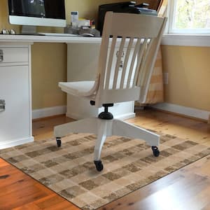 Textured Check Khaki 35 in. x 47 in. 9 to 5 Desk Chair Mat