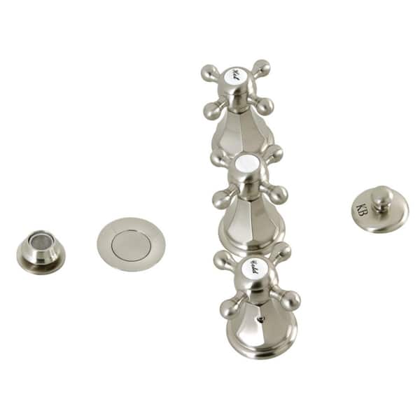 Metropolitan 3-Handle Bidet Faucet with Brass Pop-Up in Brushed Nickel