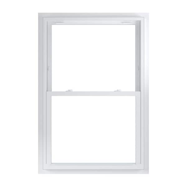 American Craftsman 37.75 in. x 56.75 in. 70 Series Low-E Argon Glass Double Hung White Vinyl Fin with J Window, Screen Incl