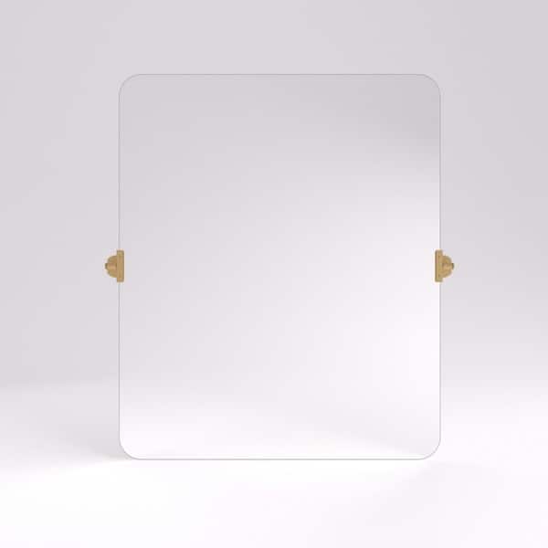 tydex Opalyn 30 in. H x 36 in. W Rectangular Framed Tilt Wall Mount Bathroom Vanity Mirror in Brushed Gold