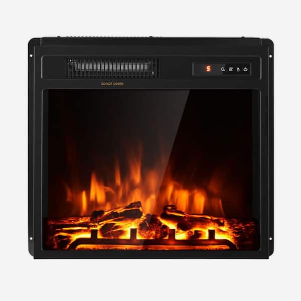 Clihome 18 in. 750W/1500W Freestanding and Recessed Electric Fireplace Insert Heater w 5 Flame, Remote Control