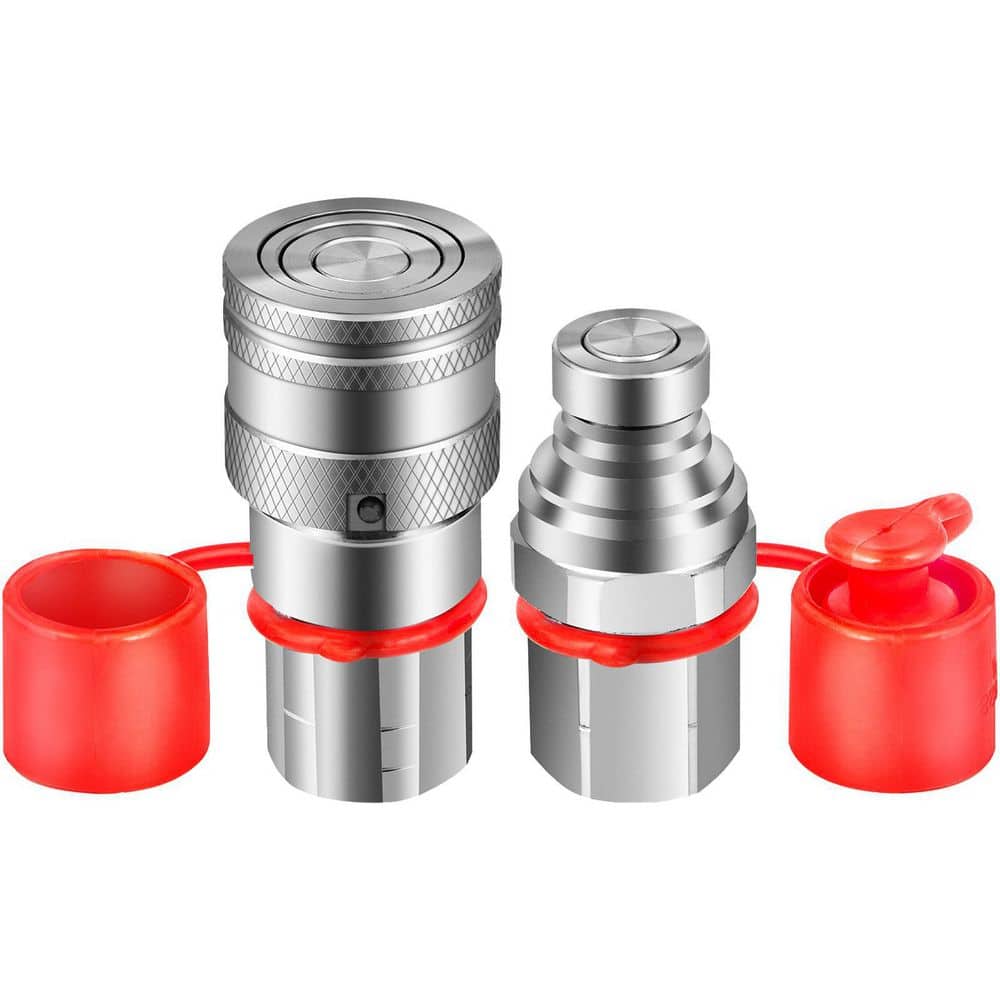 VEVOR Flat Face Hydraulic Couplers 1 2 In Body 1 2 In NPT Thread Skid 