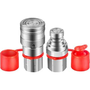 Flat Face Hydraulic Couplers 1/2 in. Body 1/2 in. NPT Thread Skid Steer Connect Coupling 4061 PSI Hydraulic Fittings