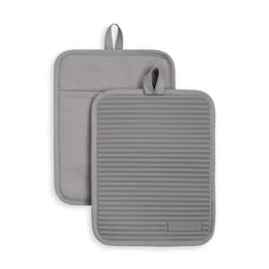Ribbed Soft Silicone Gray Pot Holder 2 Pack