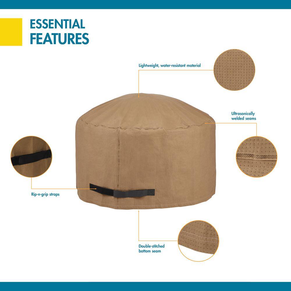 Tan Water-Resistant Round Fire Pit Cover, 42 Inch
