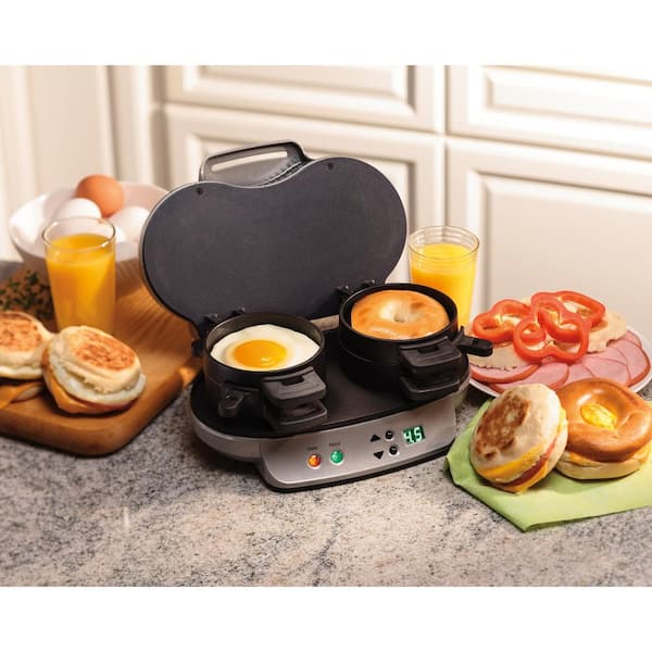 Hamilton Beach 8 sq. in. Gray Dual Breakfast Sandwich Maker 