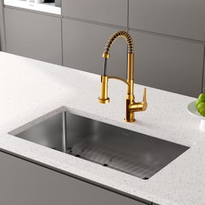 Scottsdale Single Handle Pull-Down Sprayer Kitchen Faucet in Gold