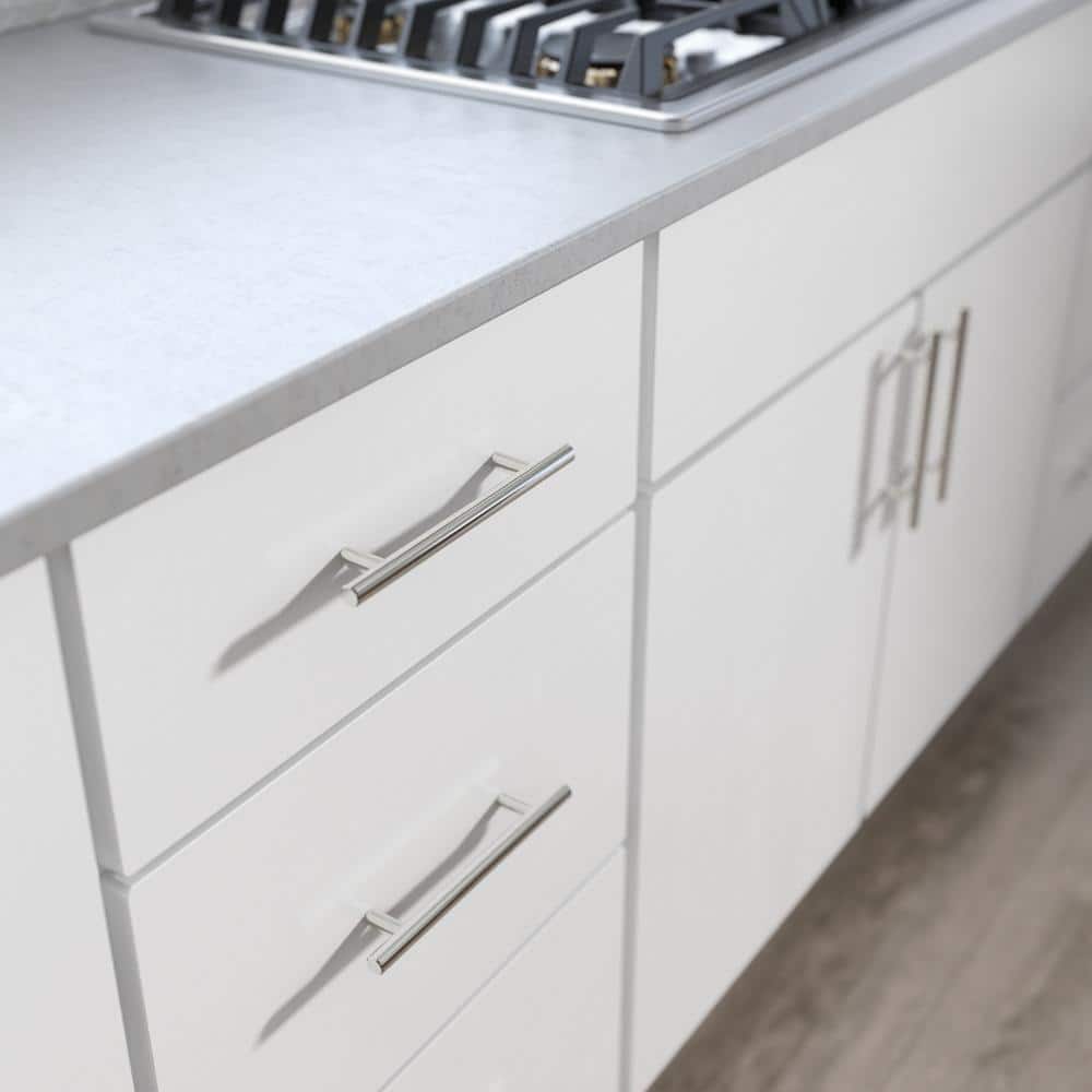 Modern Polished Chrome Steel Bar Pull with Mounting Hardware