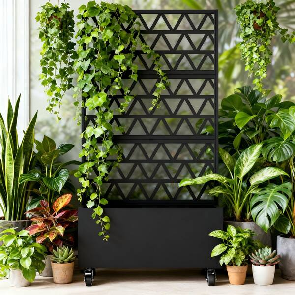 Metal Planter Box with Trellis, Raised Garden Bed (72.05 in. L x