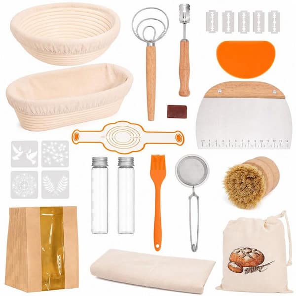 Kitchen Baking Natural Rattan Complete Sourdough Bread Making Starter Tool Kit for Bakers Modern Home and Kitchen