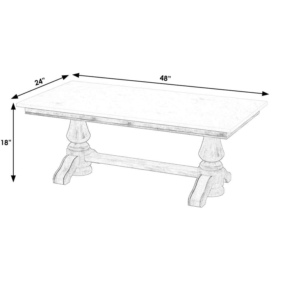 Danielle Beige Marble and Wood Rectangular Coffee Table