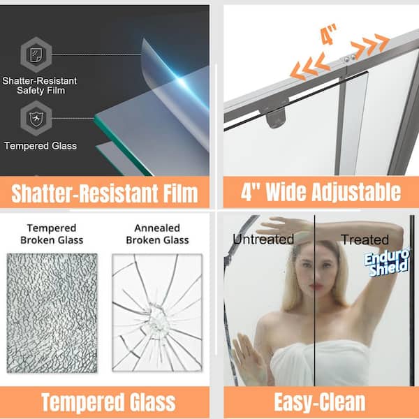 32 to 36 in. W x 72 in. H Framed Pivot Shower Door in Chrome with Clear Glass