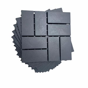 12 in. x 12 in. Gray Square Plastic Interlocking Deck Tiles ,Waterproof Outdoor All Weather Use  (36 Pack)