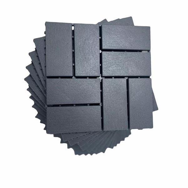 cadeninc Gray 12 in. x 12 in. x 0.8 in. Thick Square Plastic Interlocking Deck Tiles, All Weather Use 36 sq. ft. (36-Pack)
