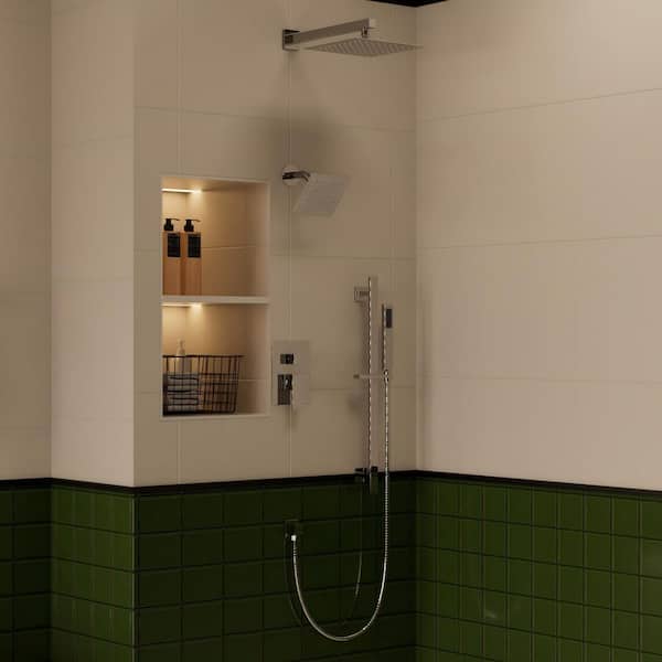 Crozet 3-Spray Wall Mount Dual Fixed and Handheld Shower Head Shower Faucet Hand Shower 2.5 GPM in Polished Chrome