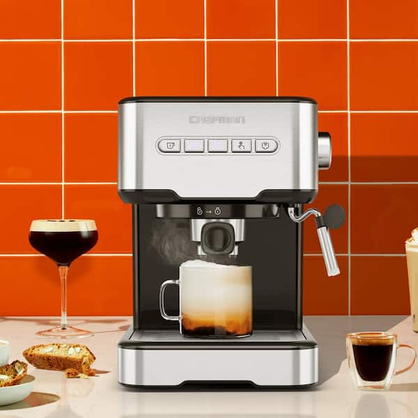 Chefman 6-In-1 Digital 15-Bar Pump Espresso Machine with Integrated Milk  Frother