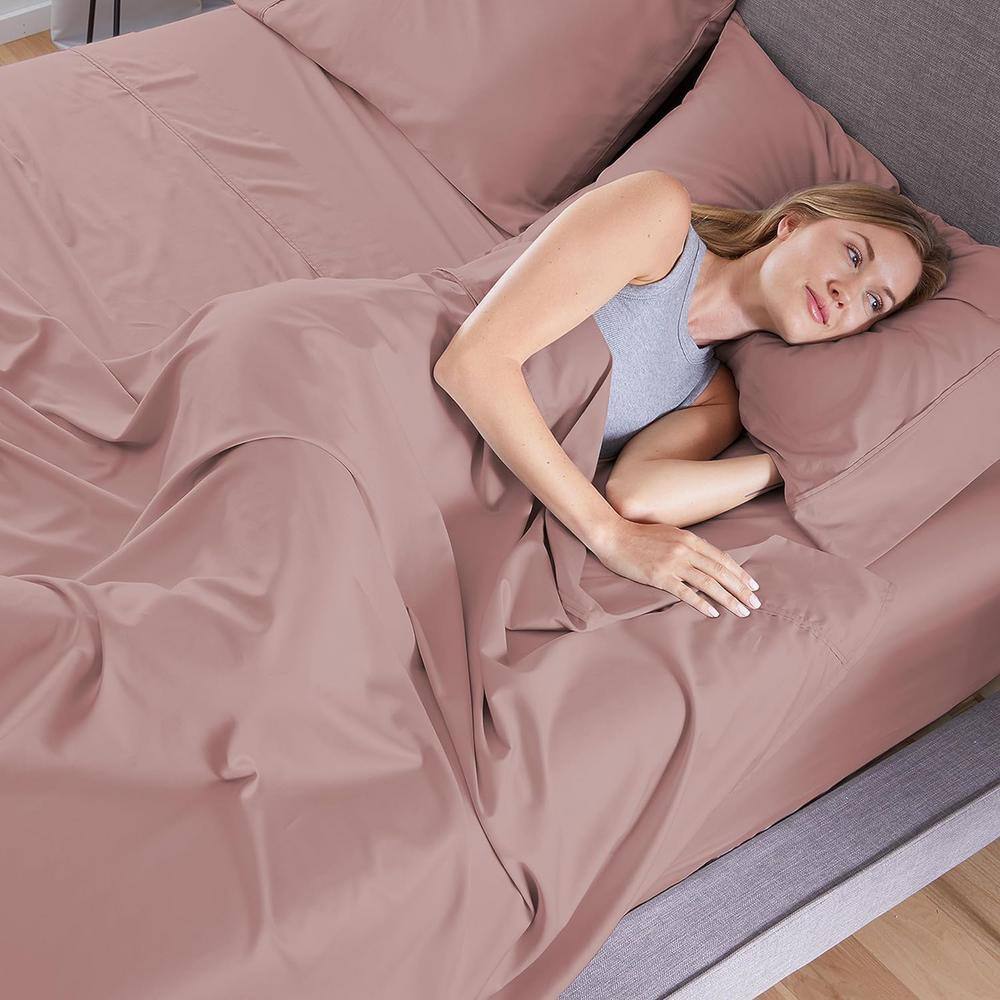 Blush Twin Polyester Sheet Set with Pillowcase